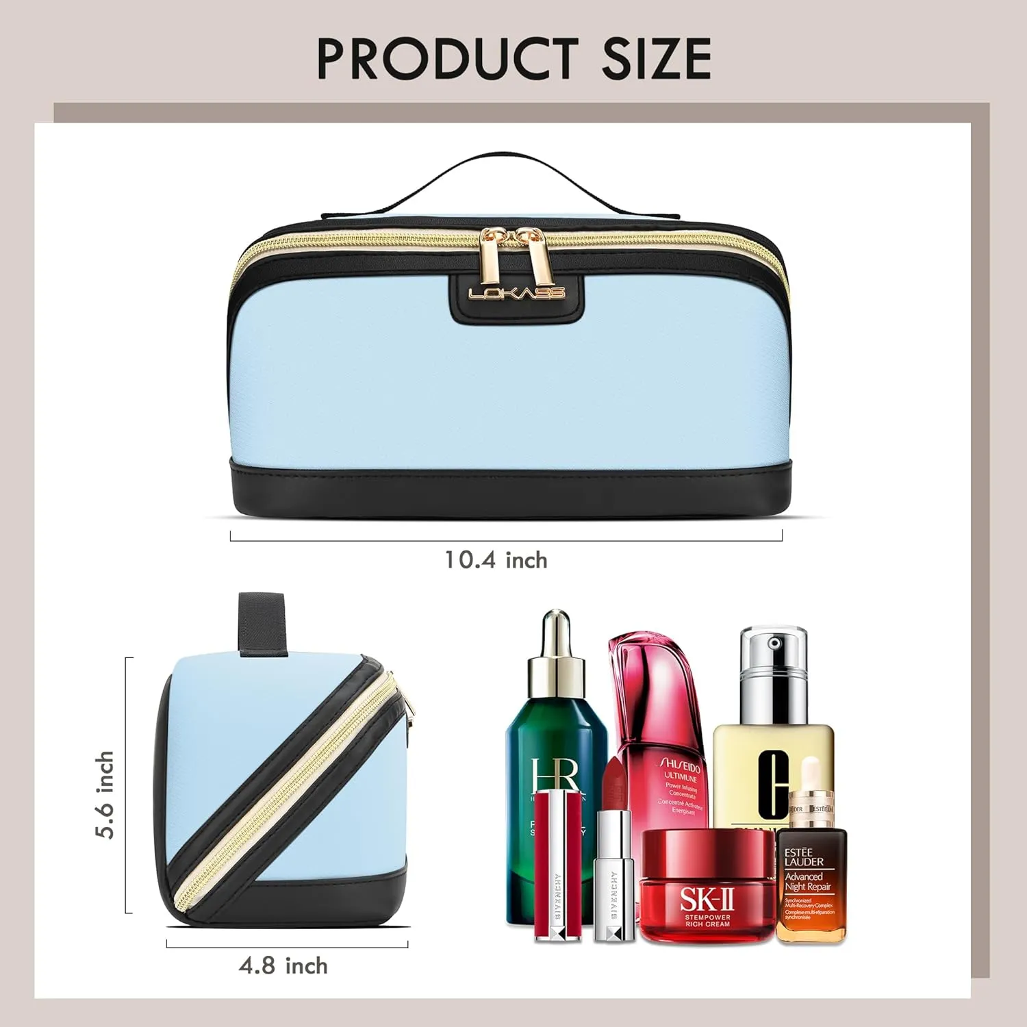 Stylish Travel Makeup Bag for Women - Large Capacity Waterproof PU & Cosmetic Organizer with Divider and Handle, Open Flat Toiletry Bag, Spring Break Essentials & Travel Accessories - Pink