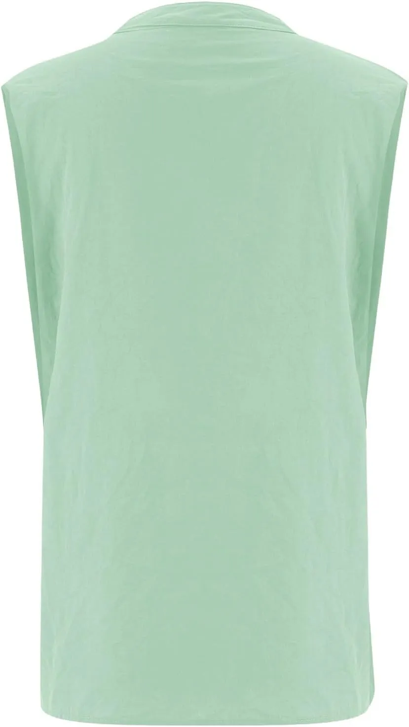 Summer Linen Sleeveless Button Down Shirts for Women Dressy Casual 2025 V Neck Plus Size Tank Tops Loose Blouses Trendy