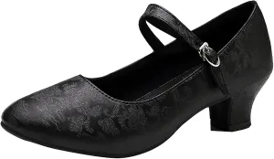 SWDZM Women's Ballroom Latin Dance Shoes Closed Toe Comfortable Low Heel Dress Shoes