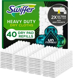 Swiffer Sweeper Heavy Duty Dry Multi-Surface Cloth Refills for Floor Sweeping and Cleaning, Unstopables Fresh Scent, 10 Count