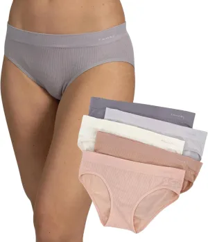 TAHARI Women's 5-Pack Seamless Bikini Hipster Underwear Invisible No Show Nylon Spandex Women Panties