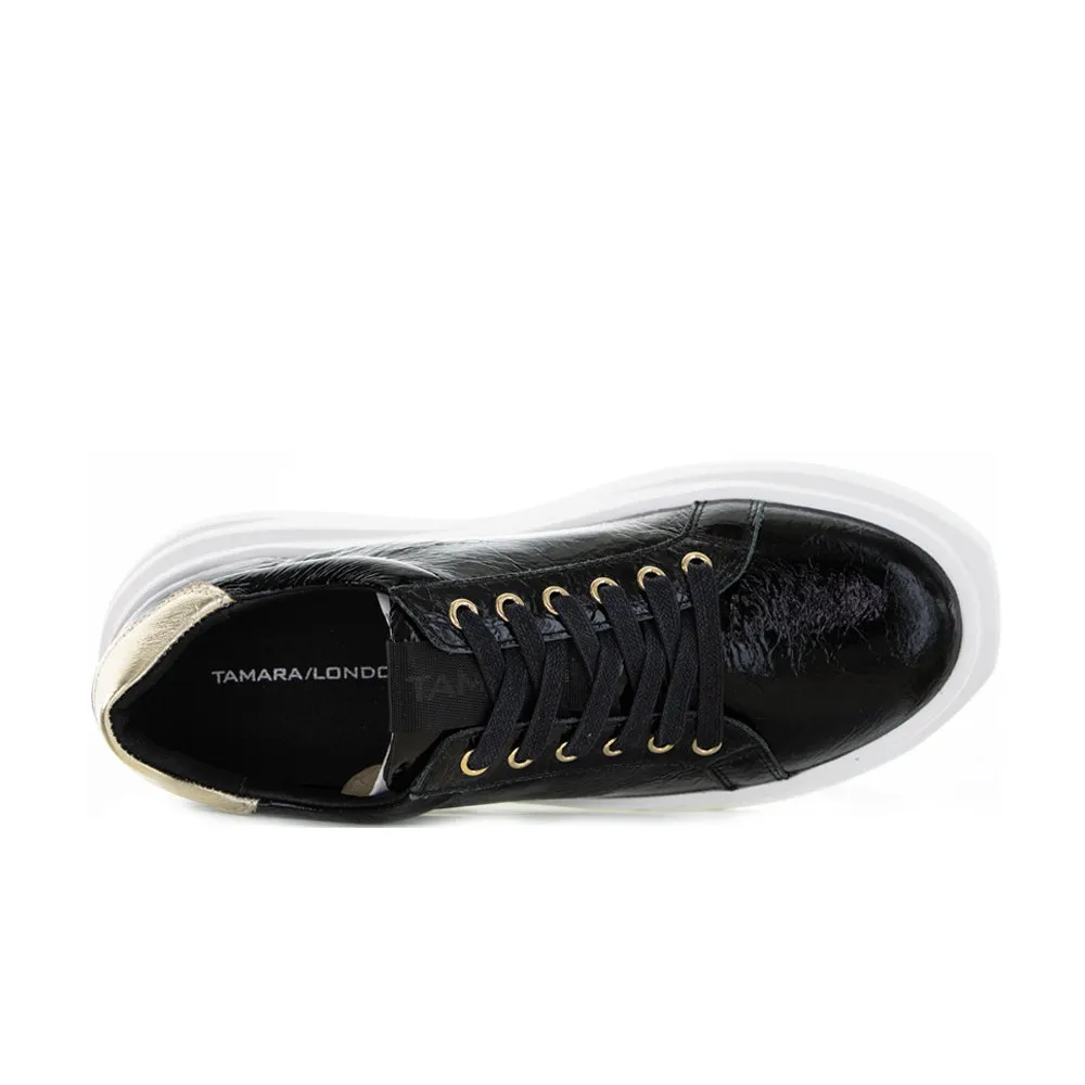 TAMARA LONDON BAILEY BLACK PAT GOLD
