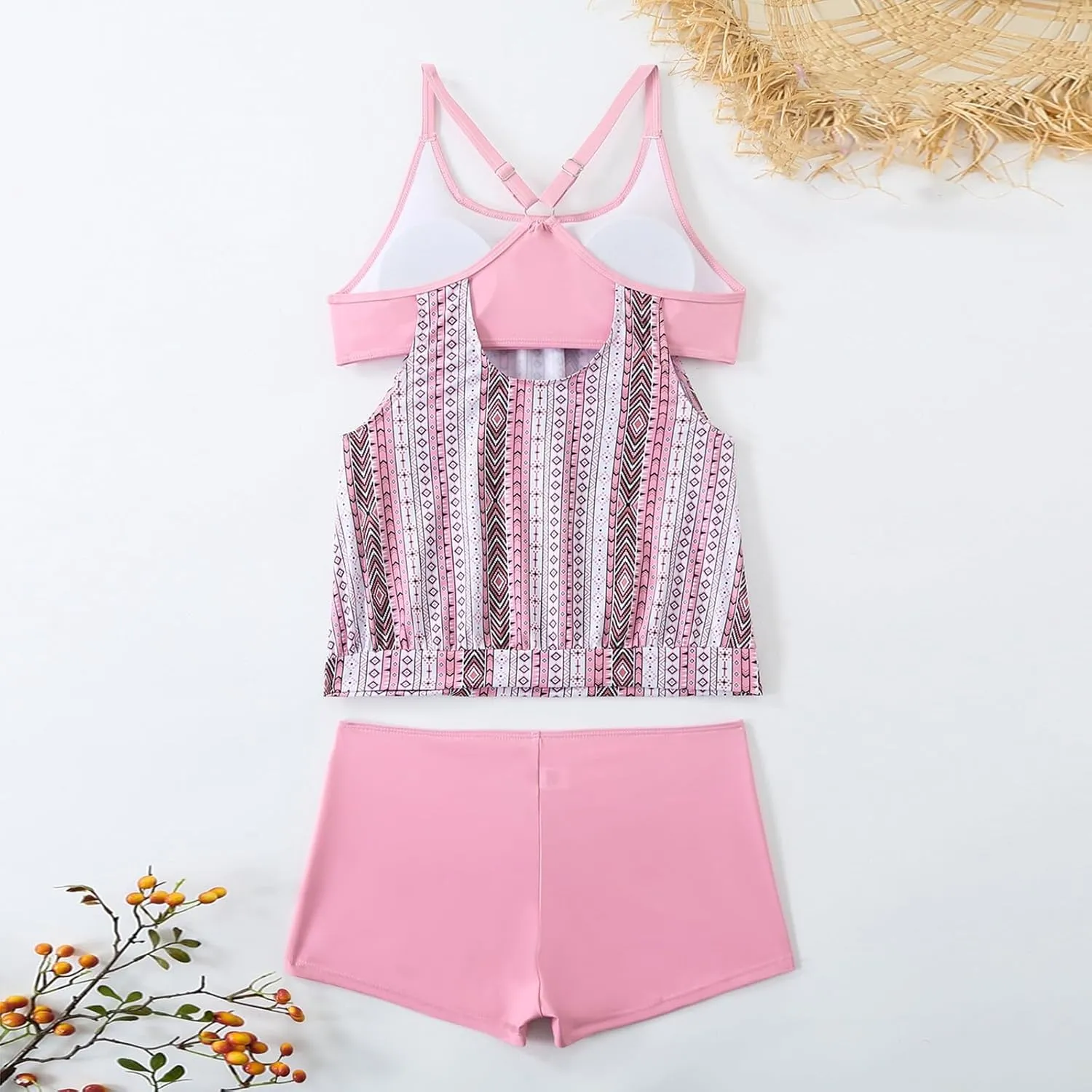 Tankini Swimsuits for Women Plus Size Vacation Tropical Bathing Suit Blouson Swim Suits Modest Tummy Control Swimwear