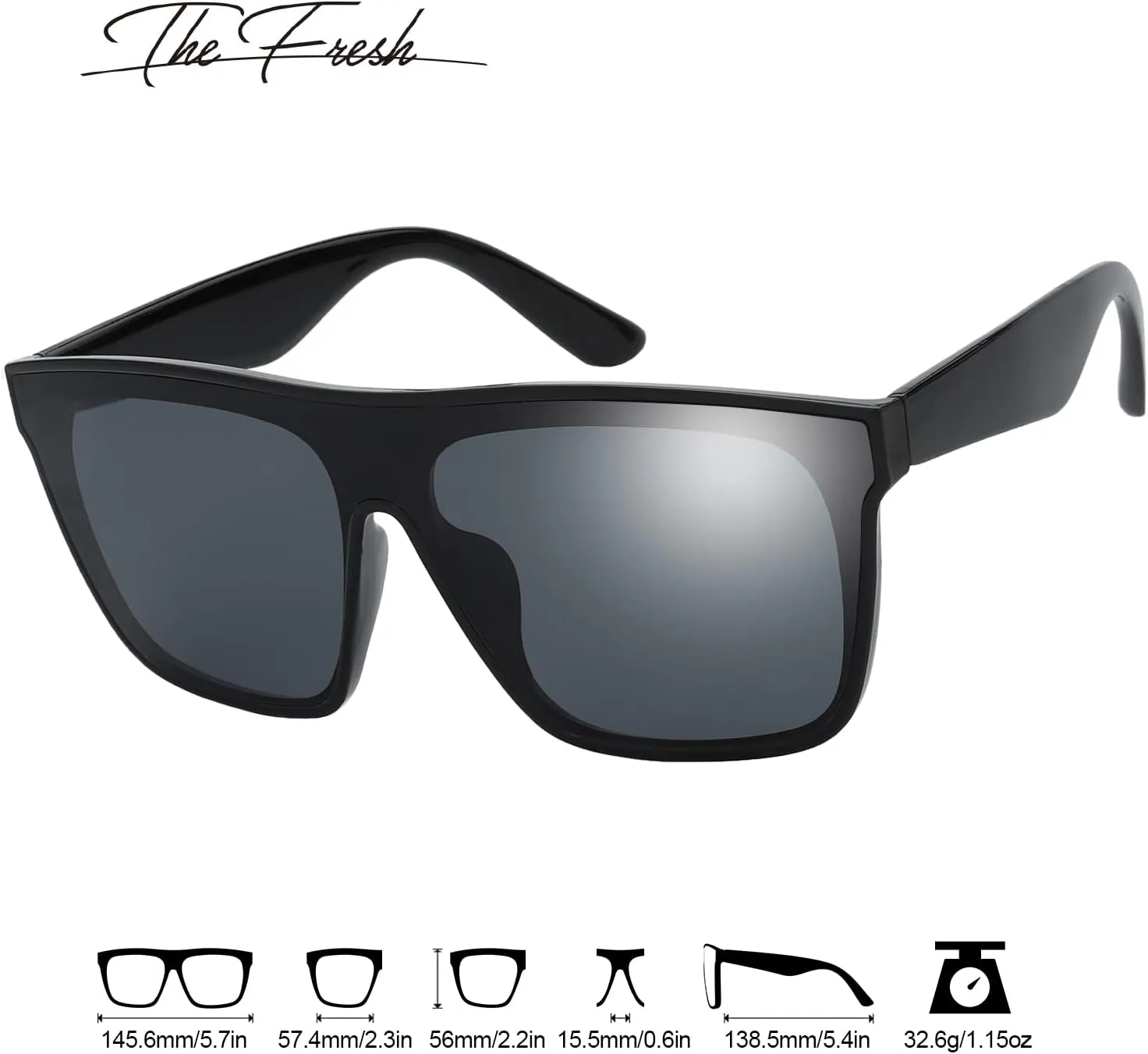 The Fresh Large Oversized Fashion Square Flat Top Sunglasses - Exquisite Packaging