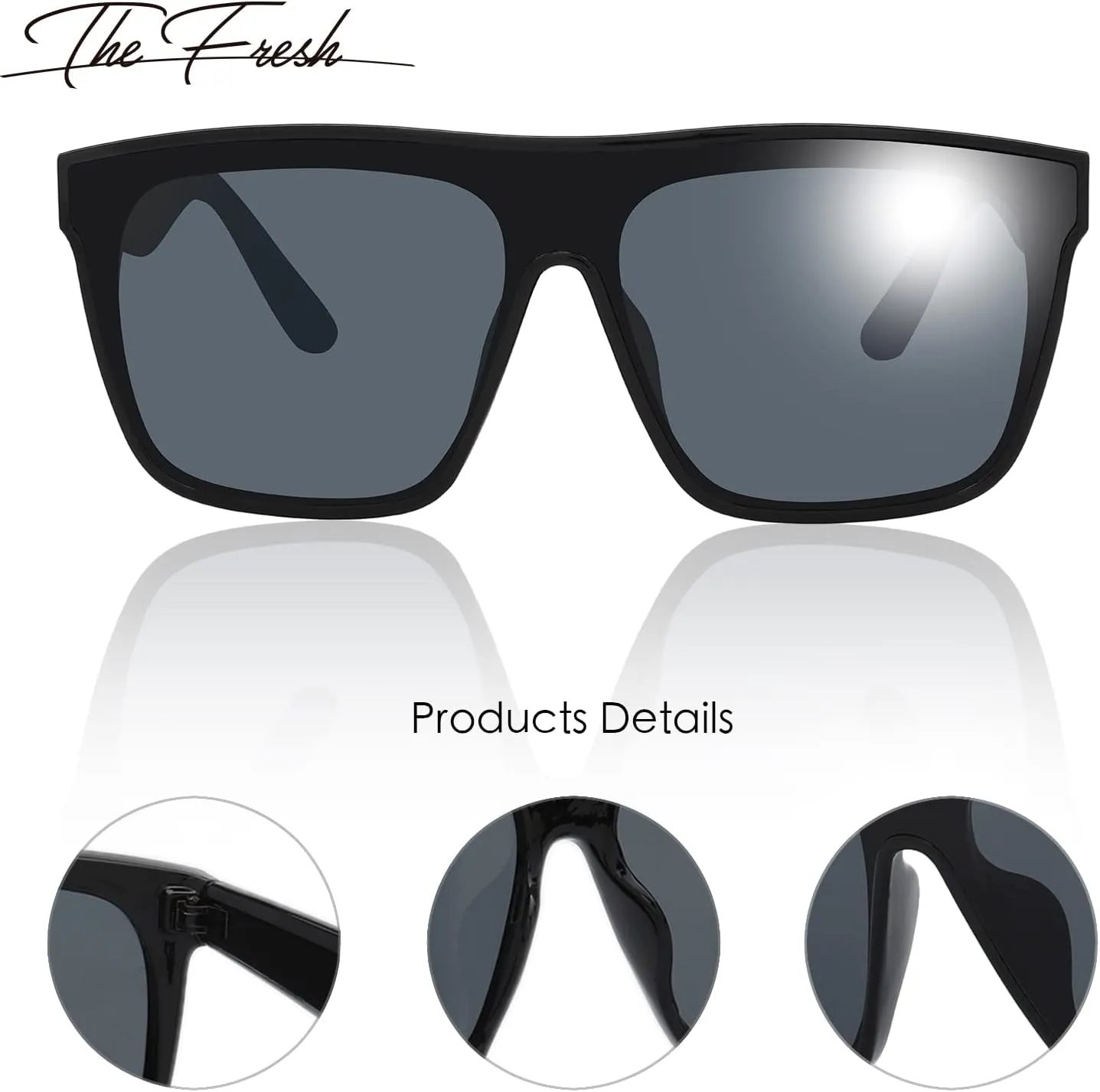 The Fresh Large Oversized Fashion Square Flat Top Sunglasses - Exquisite Packaging