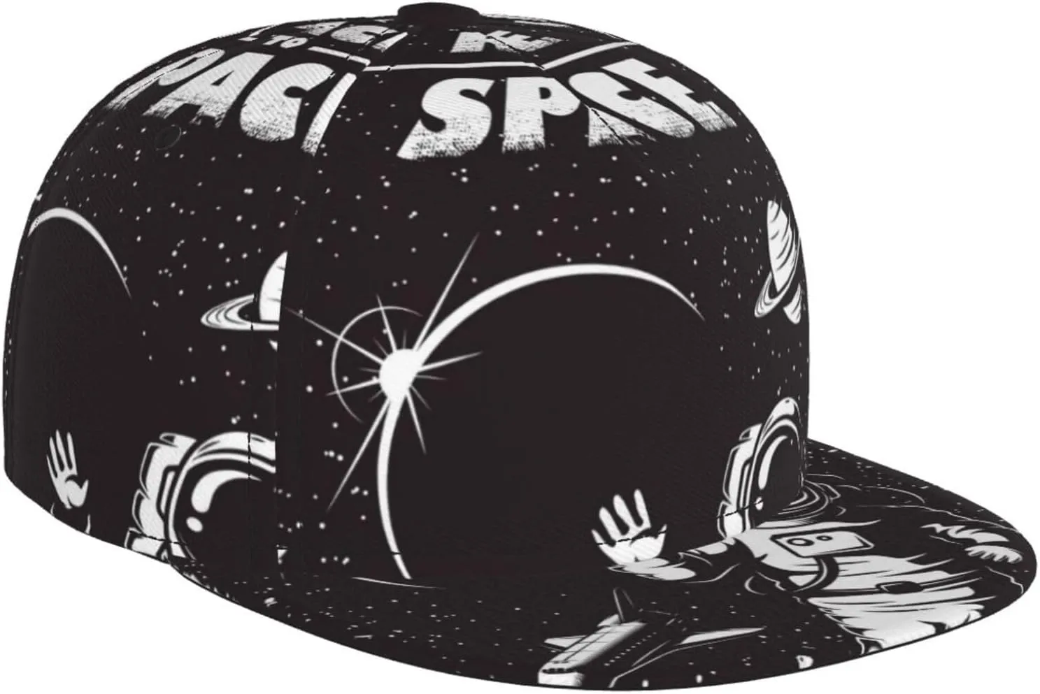 The Race to Space Baseball Cap for Men Women, Flat Bill Hats Adjustable Snapback Hat Trucker-Comfort Golf Hat Black