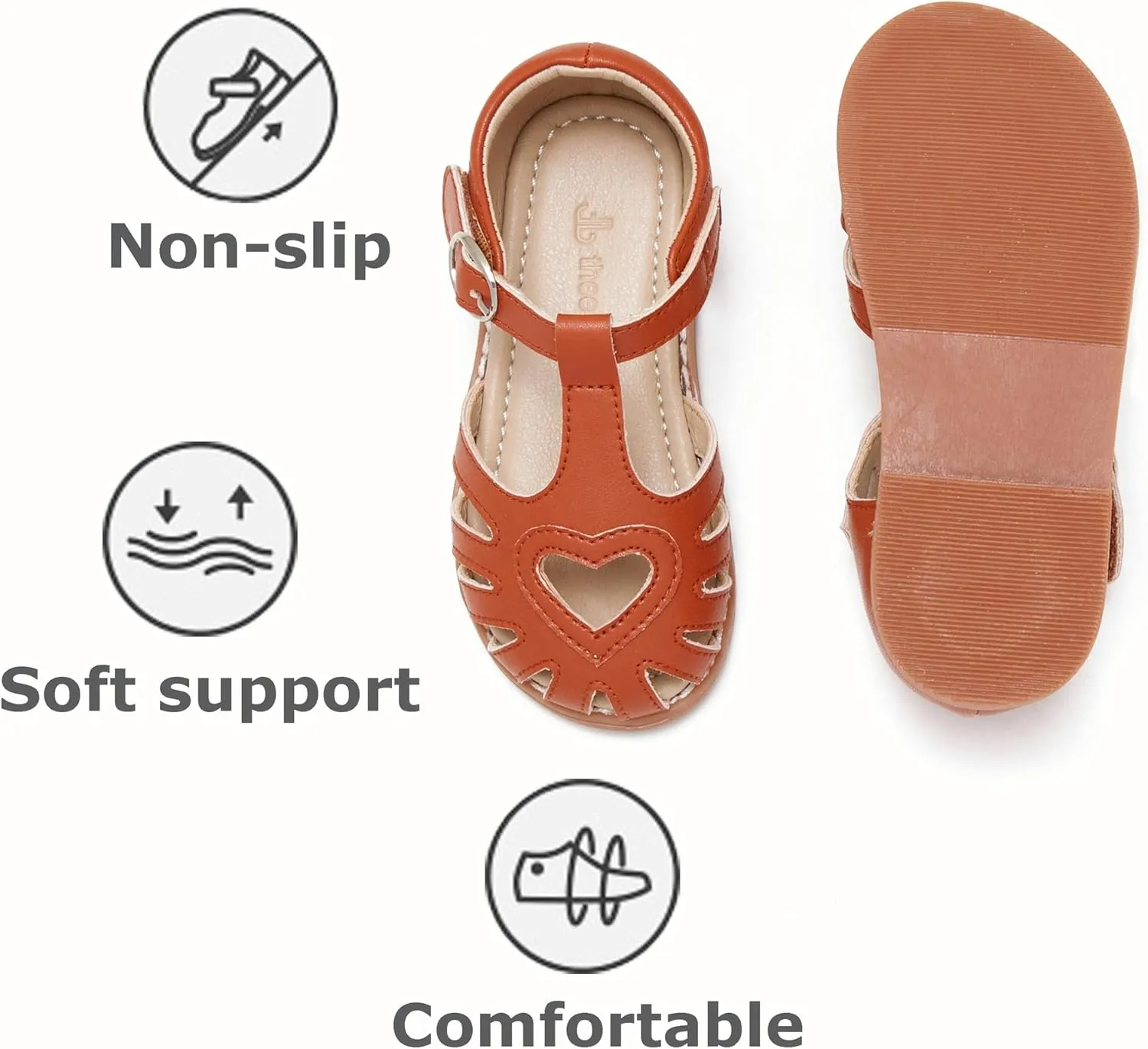 THEE BRON Princess Toddler Close Toe Sandals | Retro Lace-Up Design | Breathable Girls Shoes 3-12 Years