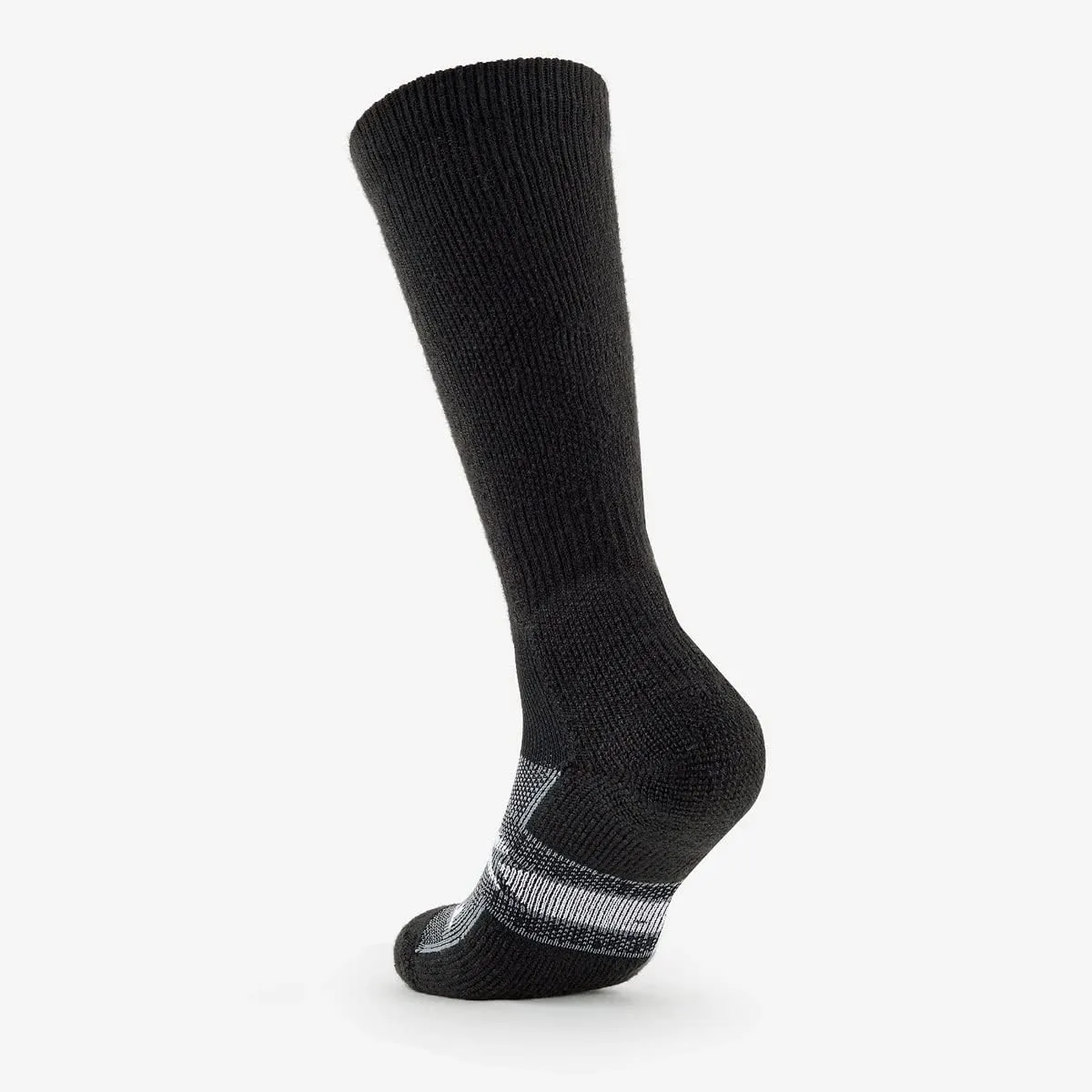 Thorlos Unisex Adult's 12 Hour Shift Thick Padded Over-The-Calf Work Socks, Black/Grey Large