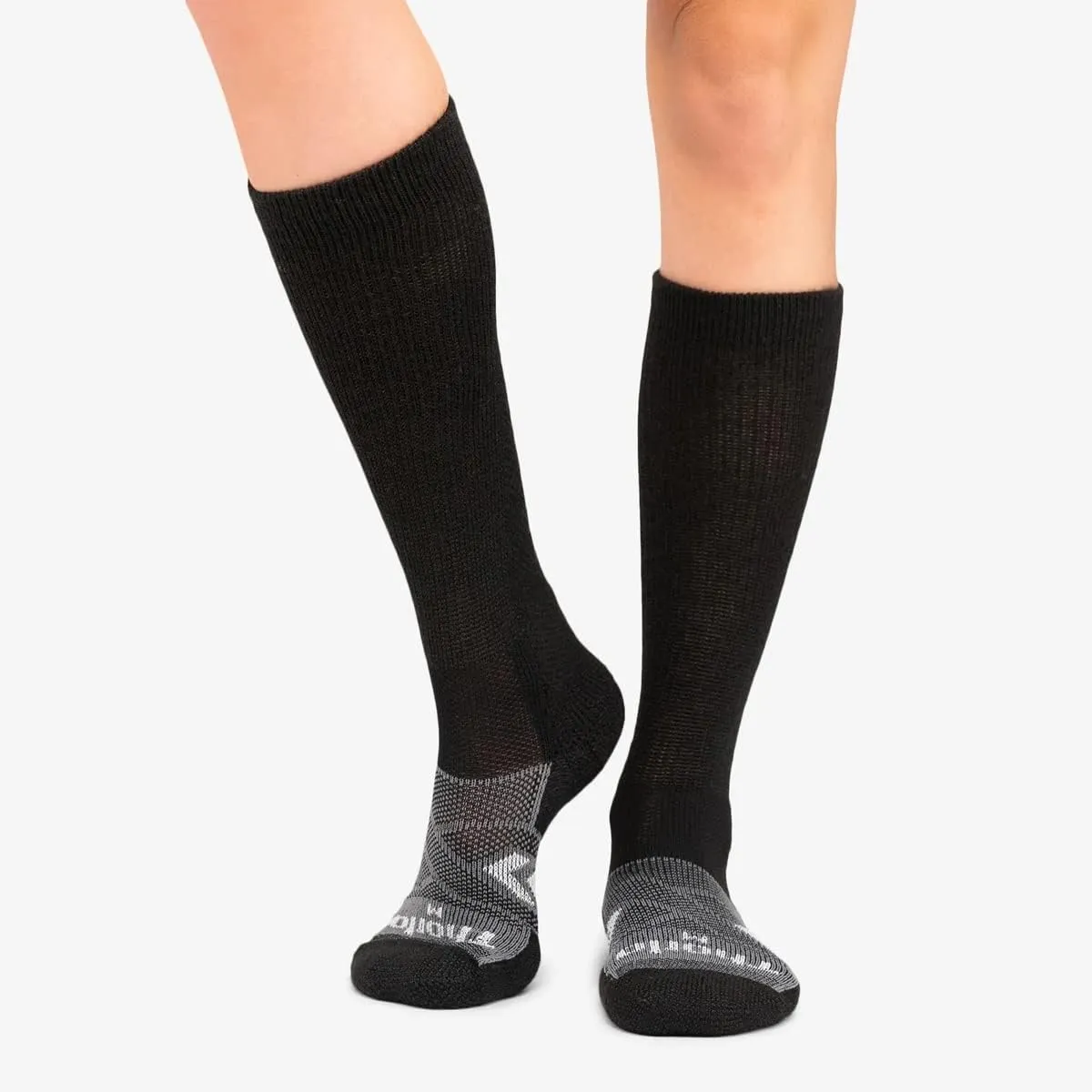 Thorlos Unisex Adult's 12 Hour Shift Thick Padded Over-The-Calf Work Socks, Black/Grey Large