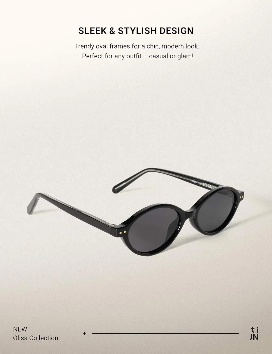 TIJN Olisa Retro Oval Sunglasses for Women Men,Polarized UV Protection Shades,Stylish Frame Sun Glasses,Trendy Sunnies