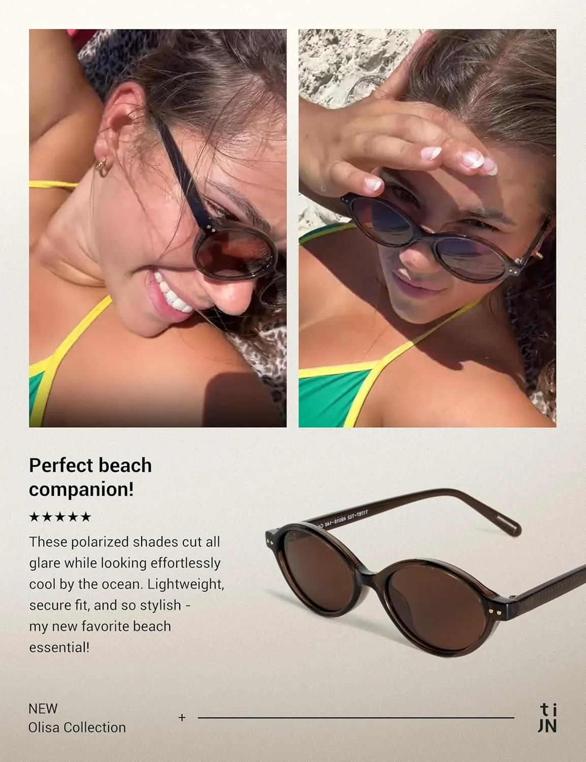 TIJN Olisa Retro Oval Sunglasses for Women Men,Polarized UV Protection Shades,Stylish Frame Sun Glasses,Trendy Sunnies