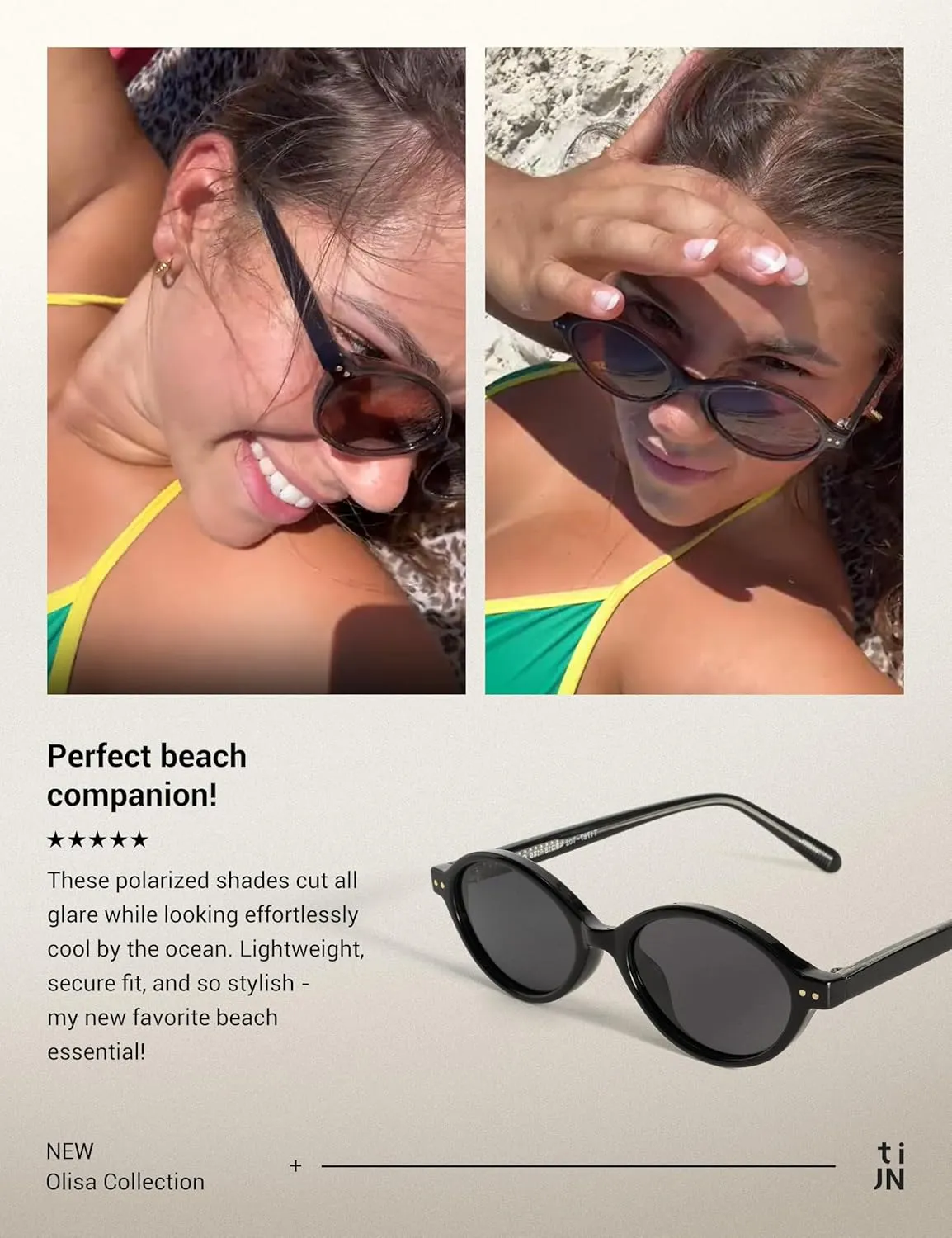 TIJN Olisa Retro Oval Sunglasses for Women Men,Polarized UV Protection Shades,Stylish Frame Sun Glasses,Trendy Sunnies
