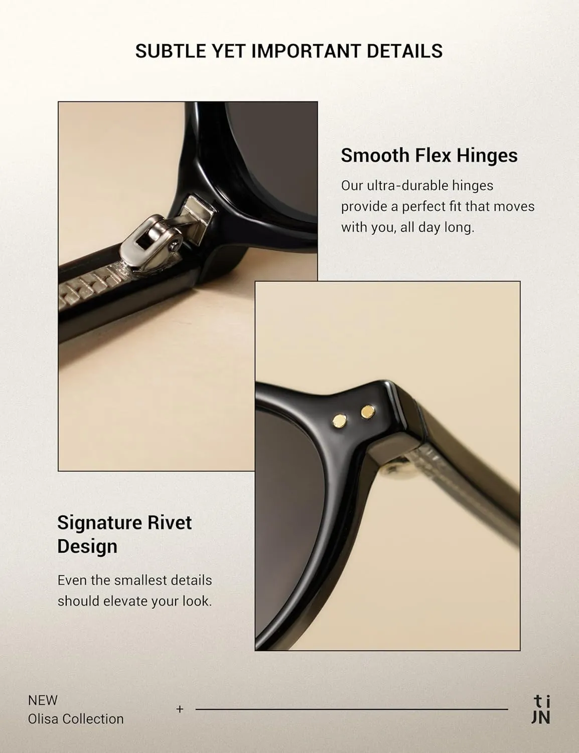 TIJN Olisa Retro Oval Sunglasses for Women Men,Polarized UV Protection Shades,Stylish Frame Sun Glasses,Trendy Sunnies