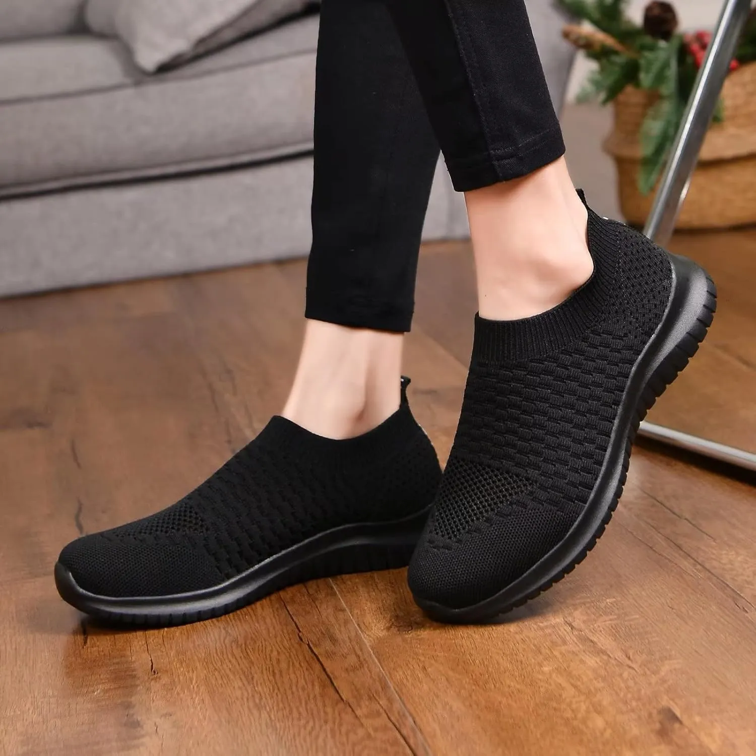 TIOSEBON Women's Athletic Walking Shoes Slip On Casual Mesh-Comfortable Tennis Workout Sneakers