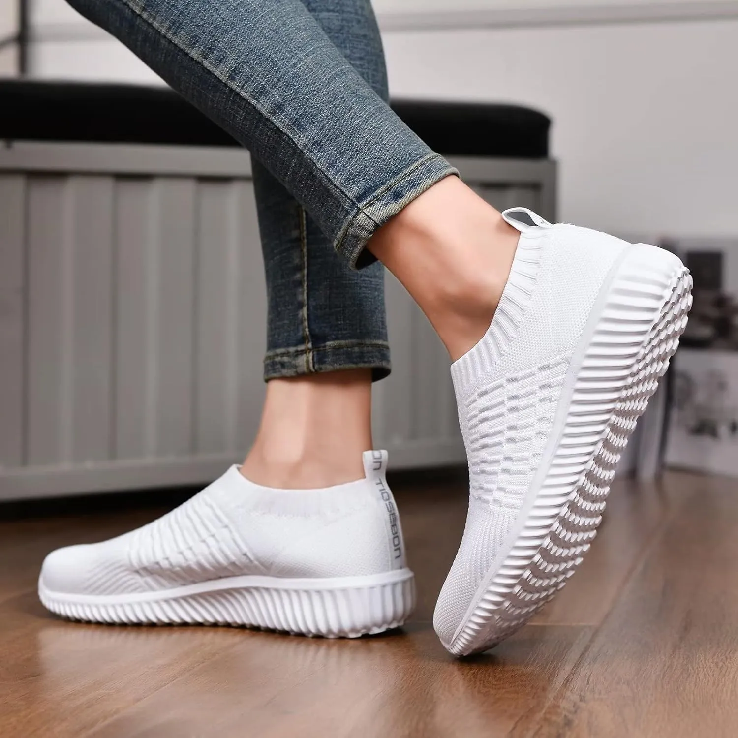 TIOSEBON Women's Athletic Walking Shoes Slip On Casual Mesh-Comfortable Tennis Workout Sneakers