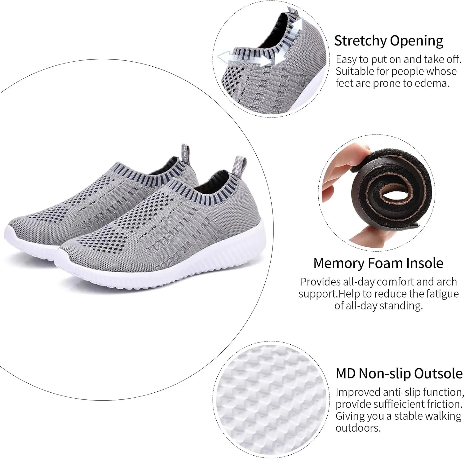 TIOSEBON Women's Athletic Walking Shoes Slip On Casual Mesh-Comfortable Tennis Workout Sneakers