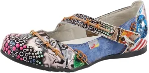 TMA EYES Stylish Color-Block Flat Sandals with Random Prints and Buckle