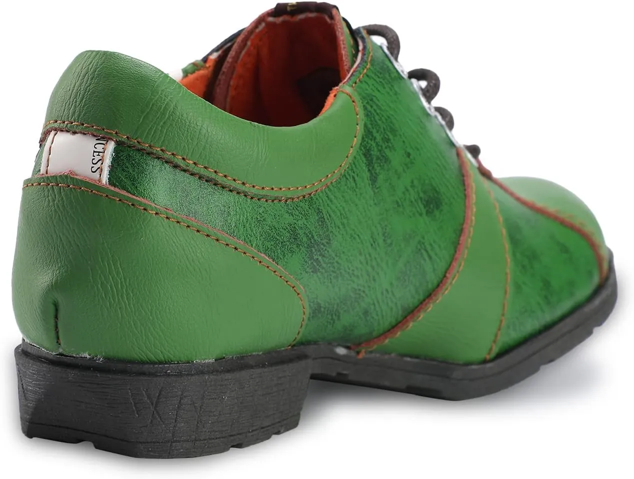 TMA EYES Stylish Women's Lace-Up Flat Shoes - Genuine Leather with Unique Alphabet and Number Decorations