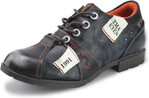 TMA EYES Stylish Women's Lace-Up Flat Shoes - Genuine Leather with Unique Alphabet and Number Decorations