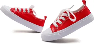Toddler Canvas Sneakers for Boys & Girls - Breathable, Lightweight & Durable Lace-Up Shoes Non-Slip Rubber Sole, Classic School Style for Play & Casual Wear,Ages 2 