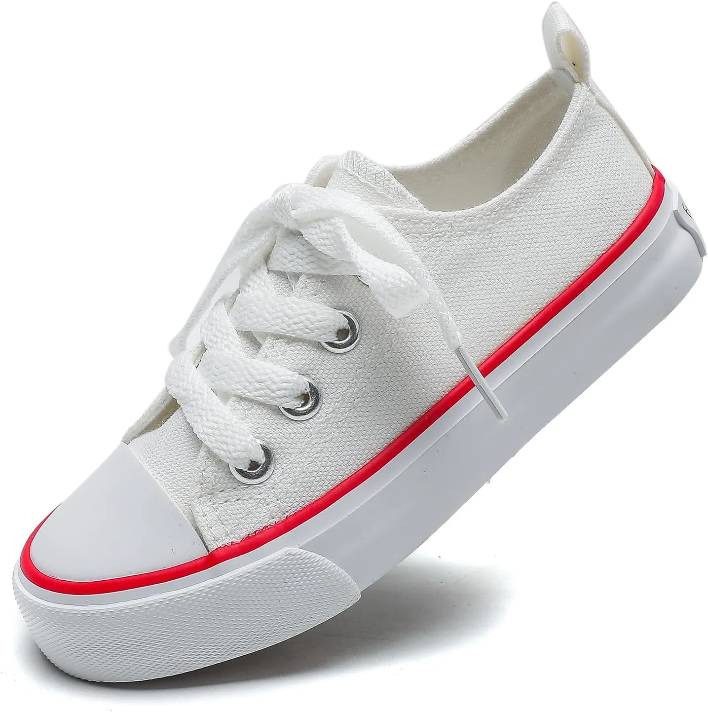 Toddler Canvas Sneakers for Boys & Girls - Breathable, Lightweight & Durable Lace-Up Shoes Non-Slip Rubber Sole, Classic School Style for Play & Casual Wear,Ages 2 