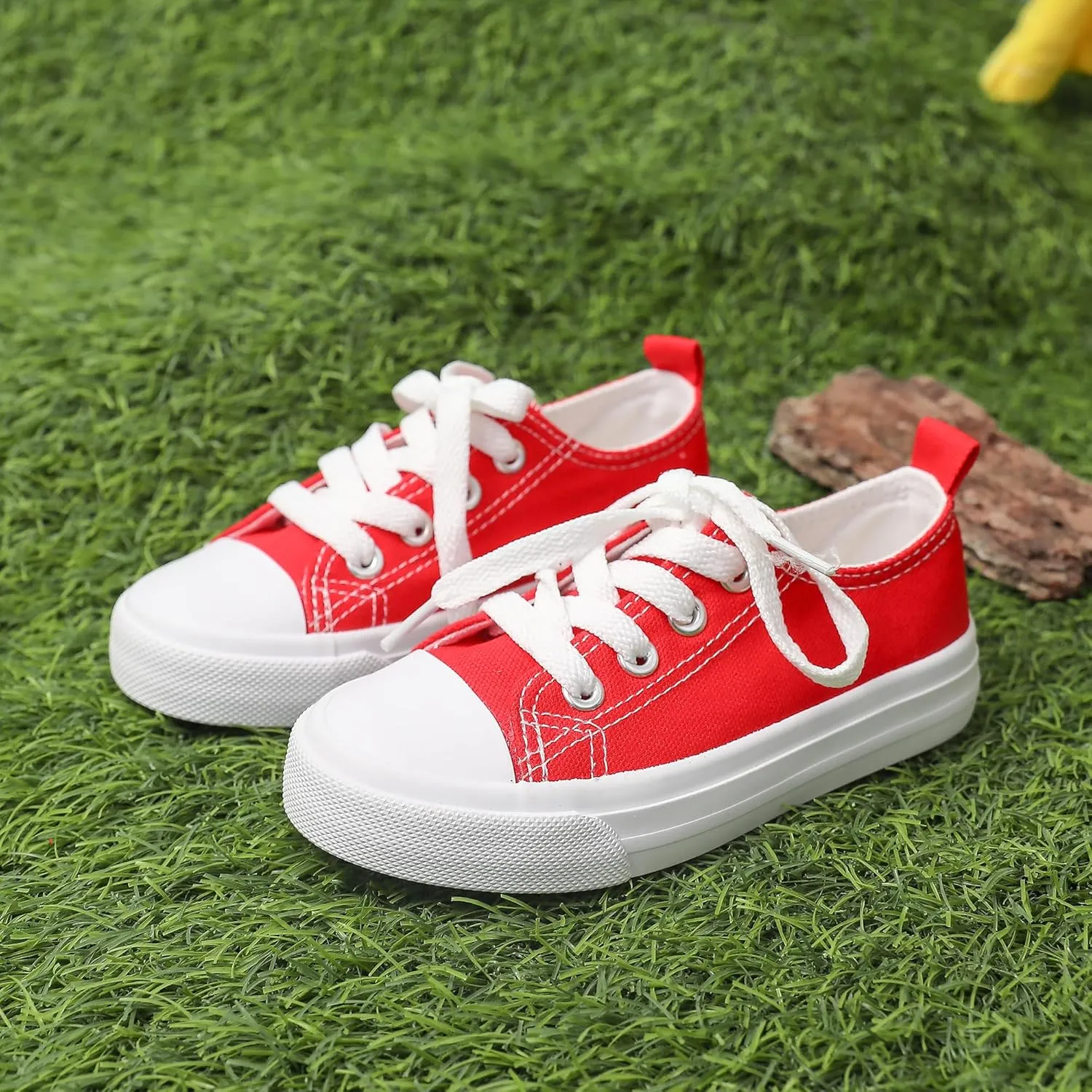 Toddler Canvas Sneakers for Boys & Girls - Breathable, Lightweight & Durable Lace-Up Shoes Non-Slip Rubber Sole, Classic School Style for Play & Casual Wear,Ages 2 