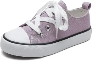 Toddler Canvas Sneakers for Boys & Girls - Breathable, Lightweight & Durable Lace-Up Shoes Non-Slip Rubber Sole, Classic School Style for Play & Casual Wear,Ages 2 