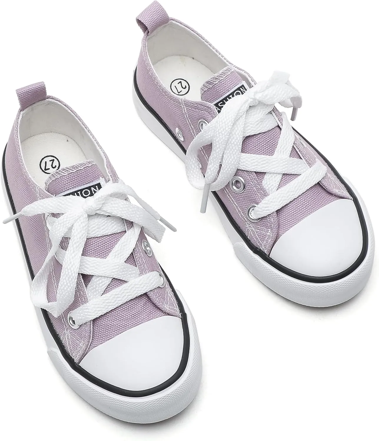 Toddler Canvas Sneakers for Boys & Girls - Breathable, Lightweight & Durable Lace-Up Shoes Non-Slip Rubber Sole, Classic School Style for Play & Casual Wear,Ages 2 