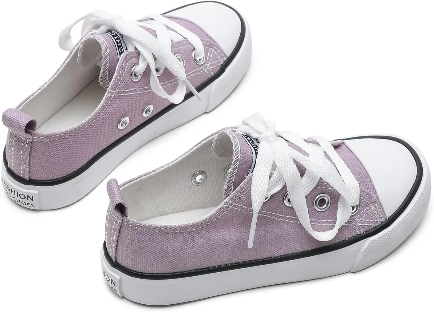 Toddler Canvas Sneakers for Boys & Girls - Breathable, Lightweight & Durable Lace-Up Shoes Non-Slip Rubber Sole, Classic School Style for Play & Casual Wear,Ages 2 