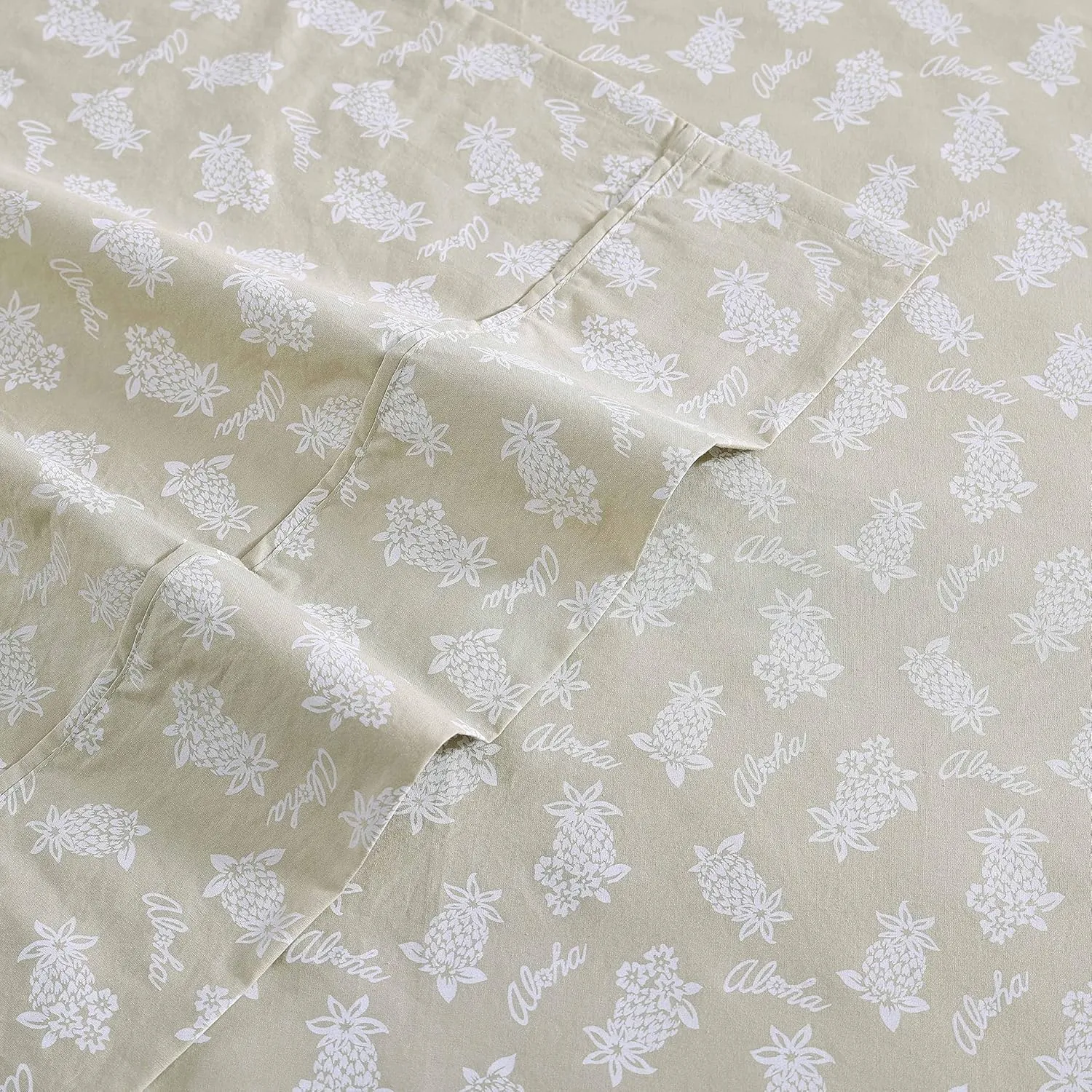 Tommy Bahama - King Sheets, Cotton Percale Bedding Set, Crisp & Cool, Stylish Bedding Set (Aloha Pineapple Green, King)