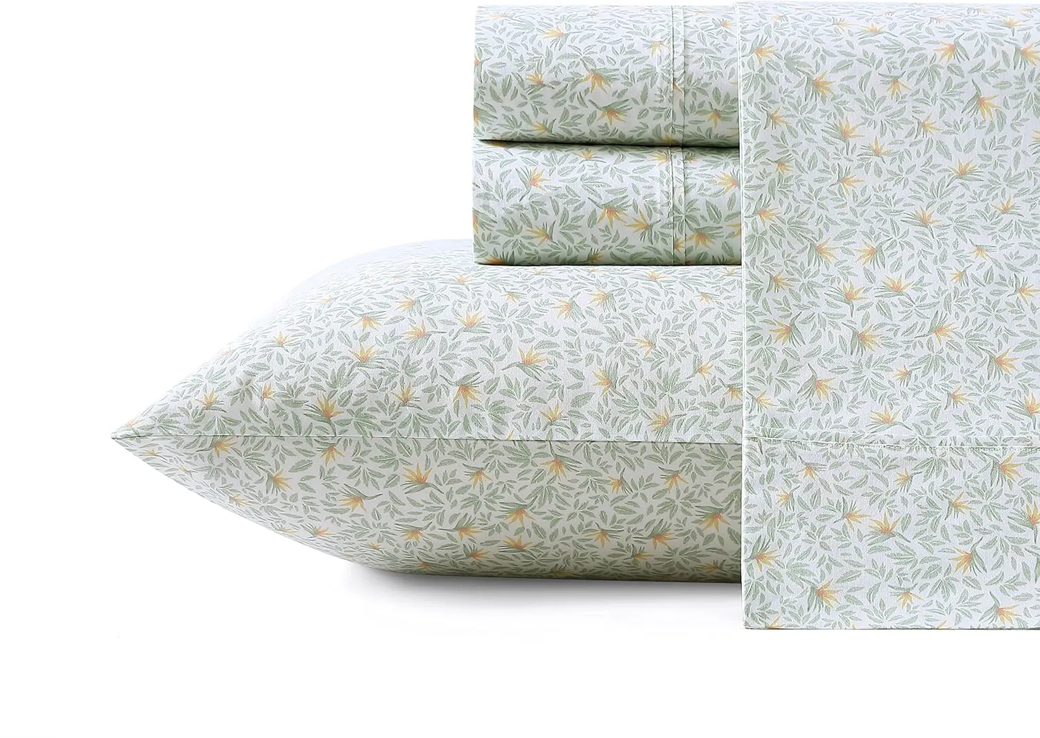 Tommy Bahama - King Sheets, Cotton Percale Bedding Set, Crisp & Cool, Stylish Bedding Set (Crane Flower Green, King)