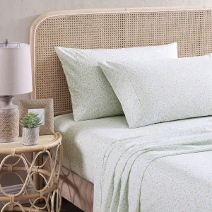 Tommy Bahama - King Sheets, Cotton Percale Bedding Set, Crisp & Cool, Stylish Bedding Set (Crane Flower Green, King)