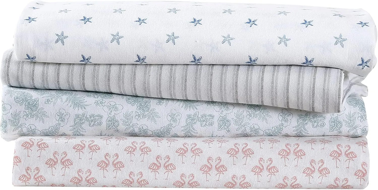 Tommy Bahama - King Sheets, Cotton Percale Bedding Set, Crisp & Cool, Stylish Bedding Set (Hibiscus Bloom Green, King)