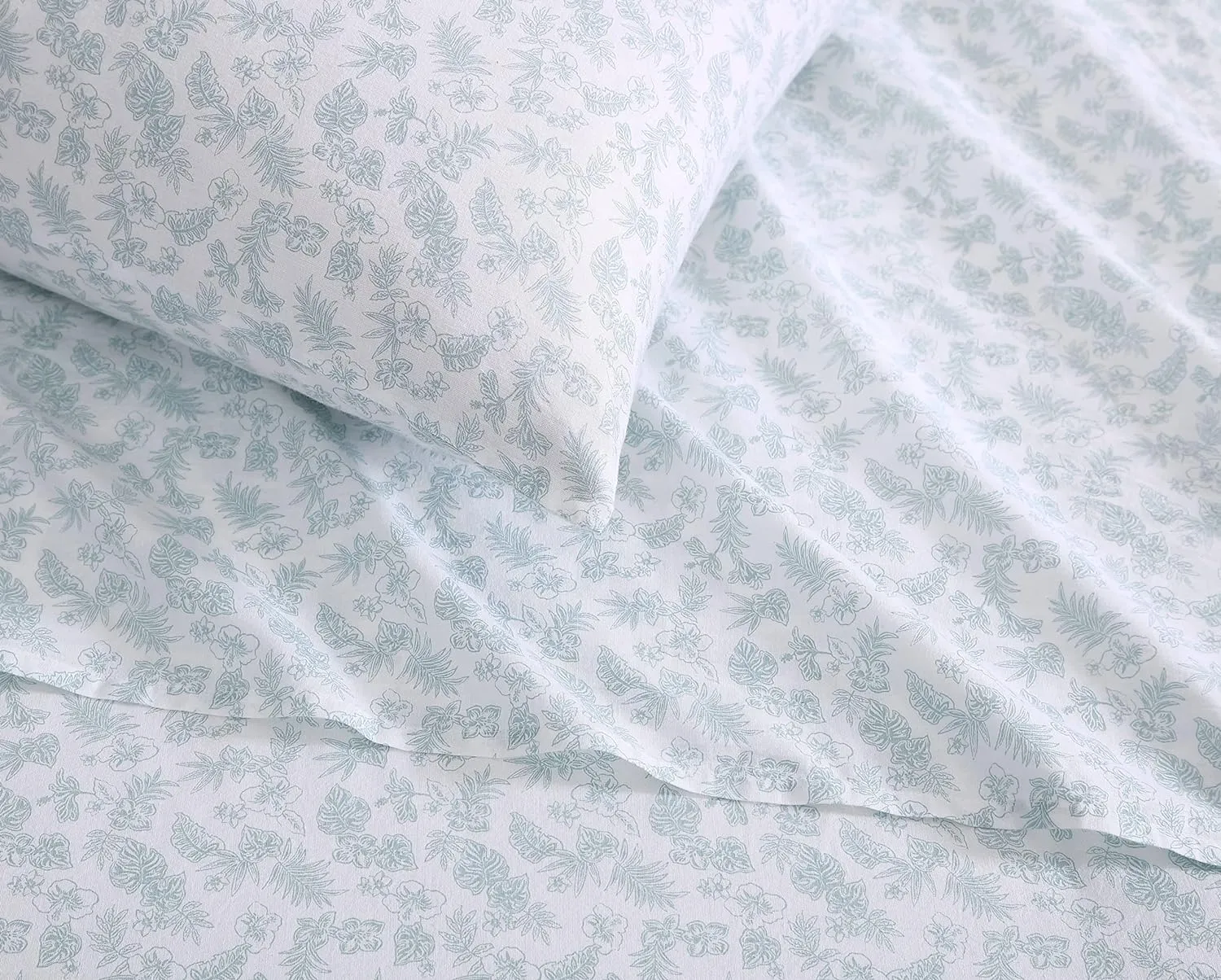 Tommy Bahama - King Sheets, Cotton Percale Bedding Set, Crisp & Cool, Stylish Bedding Set (Hibiscus Bloom Green, King)