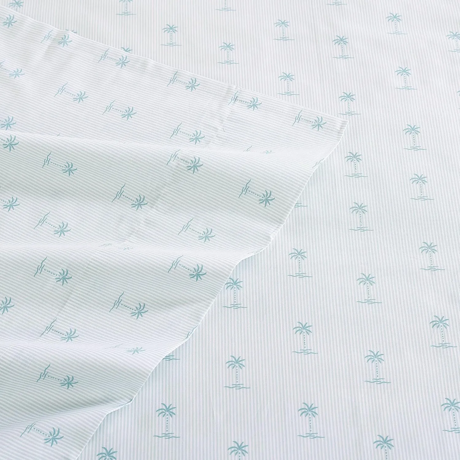 Tommy Bahama - King Sheets, Cotton Percale Bedding Set, Crisp & Cool, Stylish Bedding Set (Kaw Palms Blue, King)