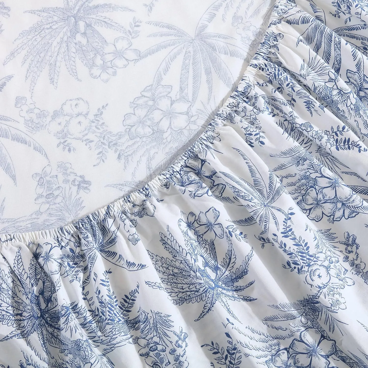 Tommy Bahama - King Sheets, Cotton Percale Bedding Set, Crisp & Cool, Stylish Bedding Set (Pen and Ink Palm Blue, King)(USHSA01035855)