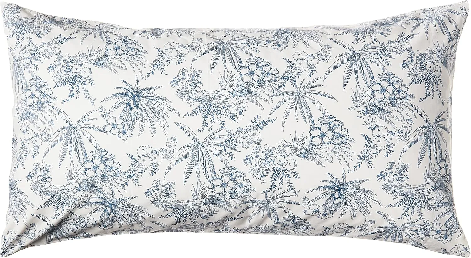 Tommy Bahama - King Sheets, Cotton Percale Bedding Set, Crisp & Cool, Stylish Bedding Set (Pen and Ink Palm Blue, King)(USHSA01035855)