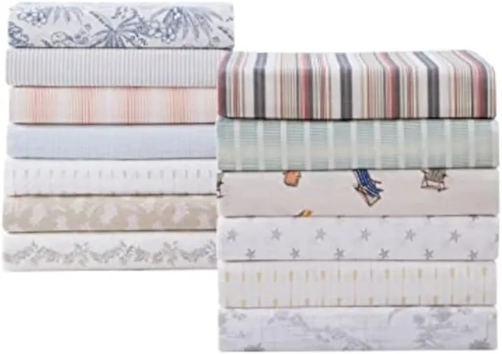Tommy Bahama - Queen Sheets, Cotton Percale Bedding Set, Crisp & Cool, Stylish Bedding Set (Ala Moana Stripe Blue, Queen)