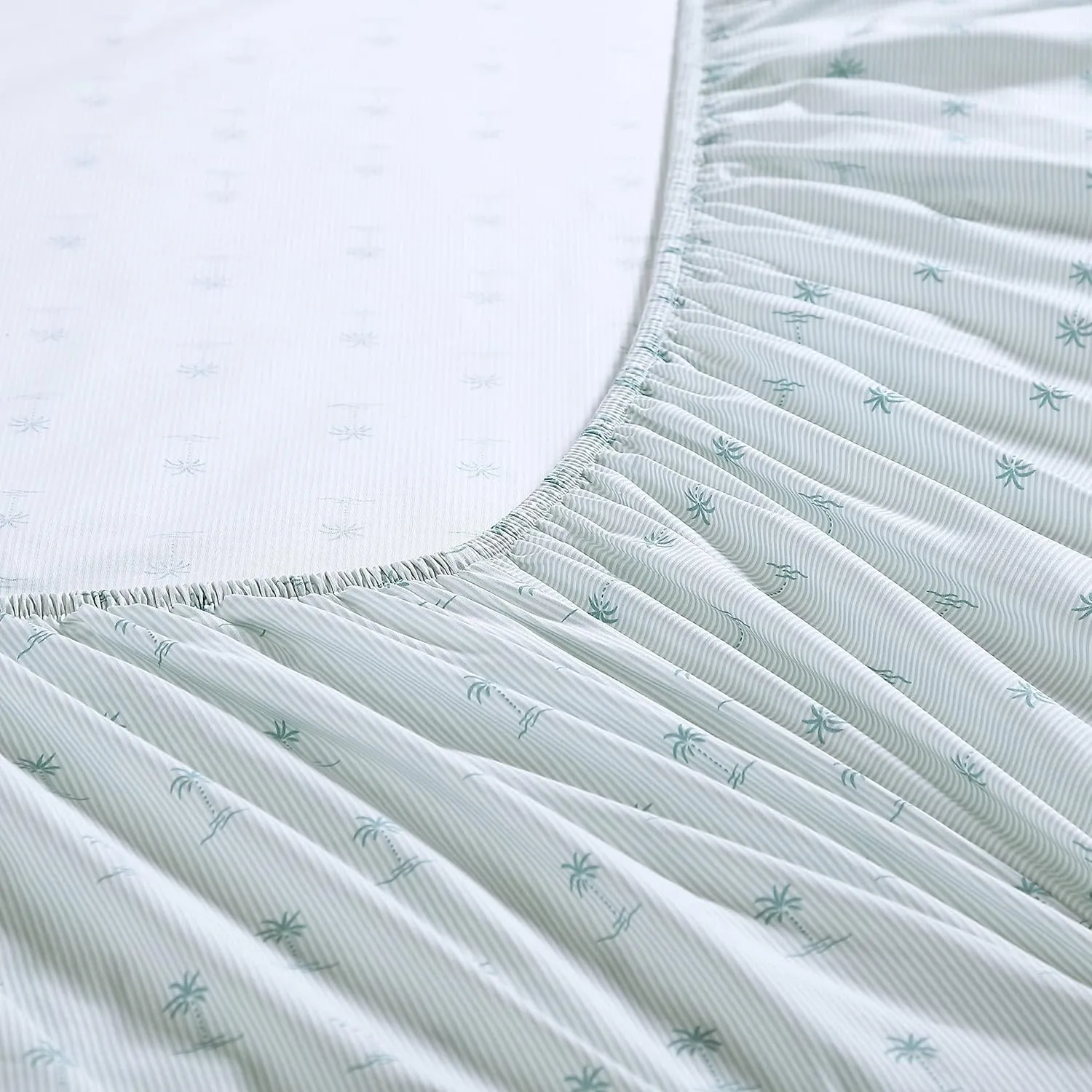 Tommy Bahama - Queen Sheets, Cotton Percale Bedding Set, Crisp & Cool, Stylish Bedding Set (Kaw Palms Blue, Queen)