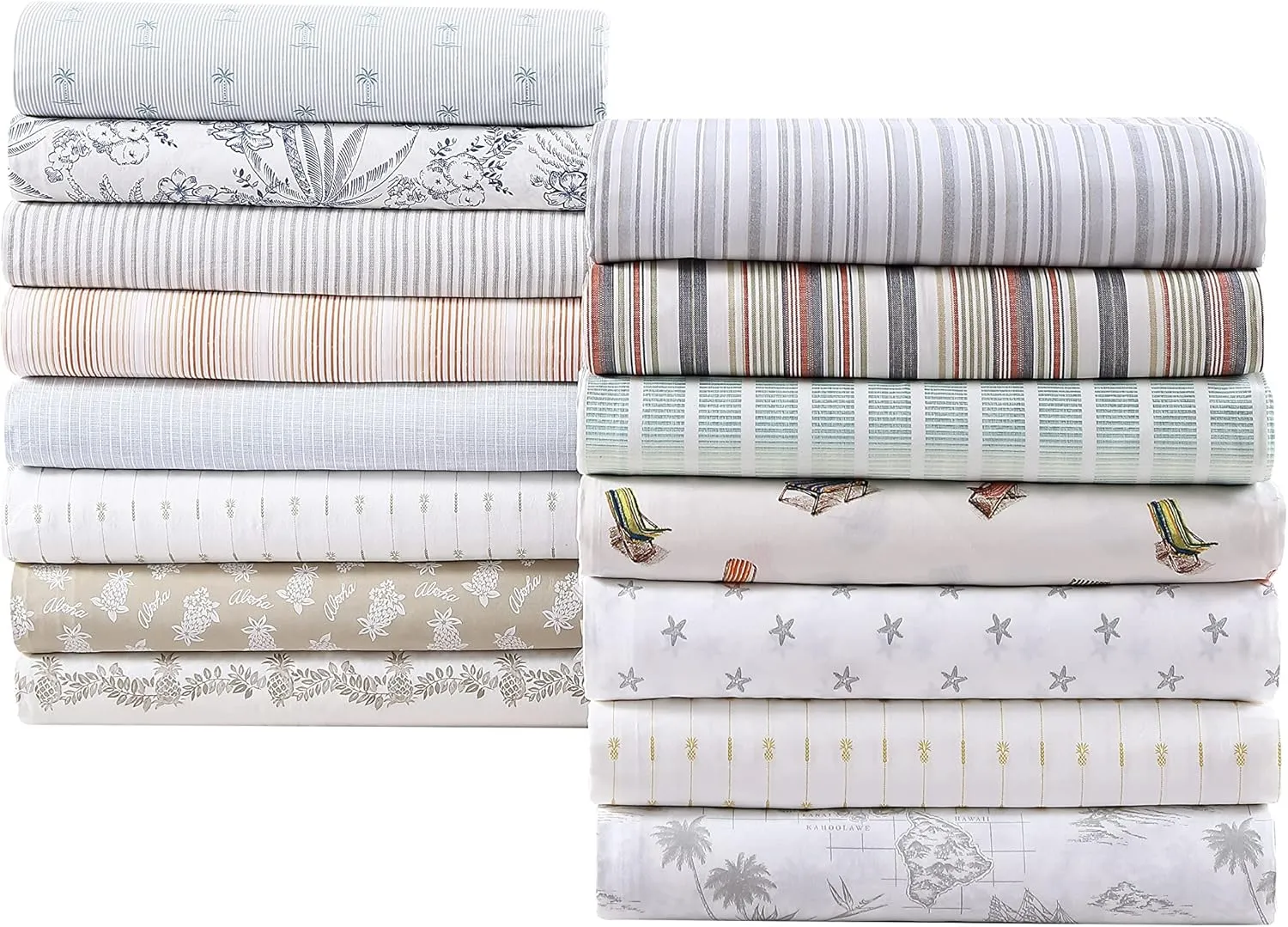 Tommy Bahama - Queen Sheets, Cotton Percale Bedding Set, Crisp & Cool, Stylish Bedding Set (Kaw Palms Blue, Queen)