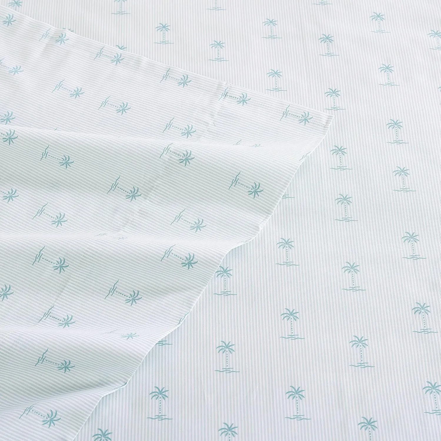 Tommy Bahama - Queen Sheets, Cotton Percale Bedding Set, Crisp & Cool, Stylish Bedding Set (Kaw Palms Blue, Queen)