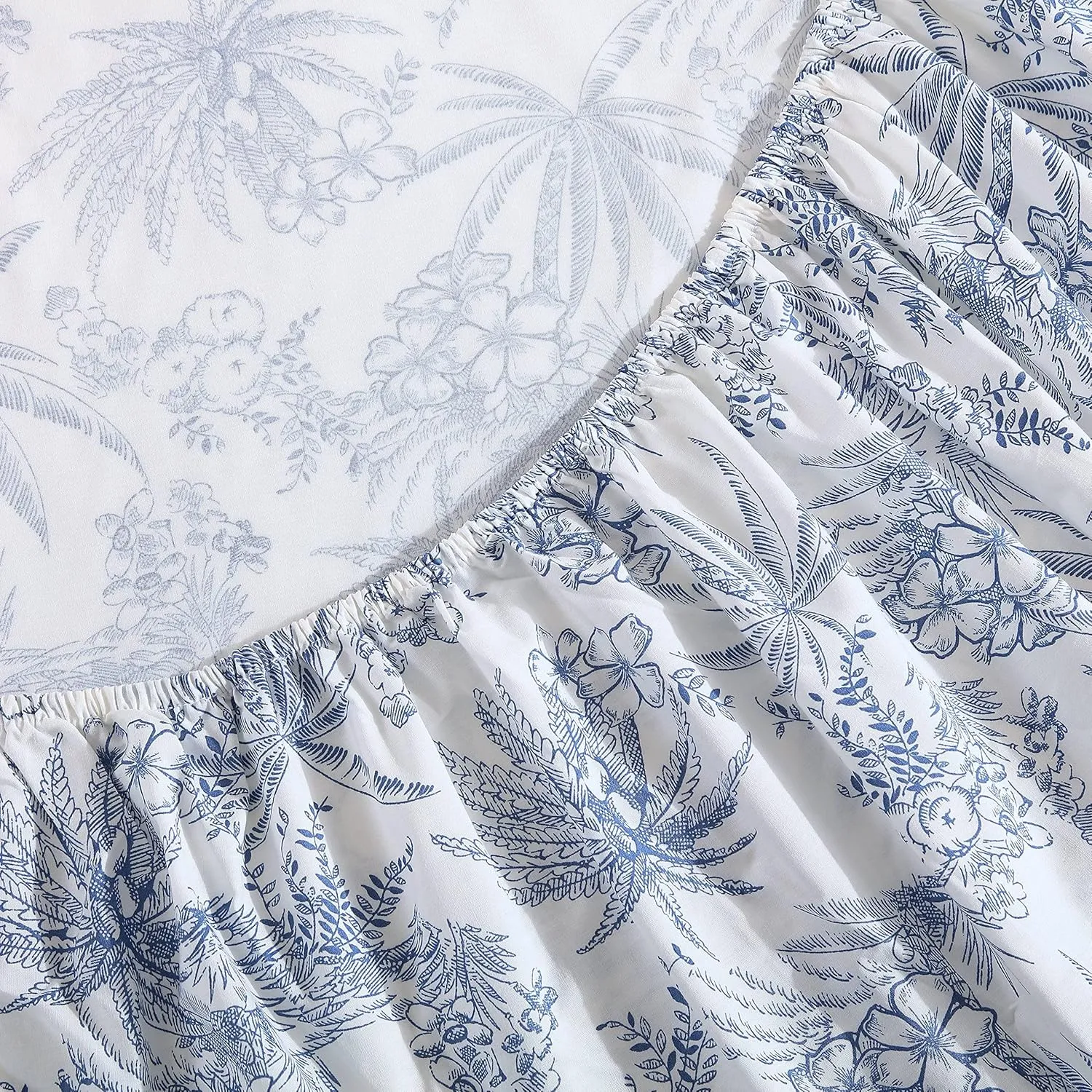 Tommy Bahama - Queen Sheets, Cotton Percale Bedding Set, Crisp & Cool, Stylish Bedding Set (Pen and Ink Palm Blue, Queen)