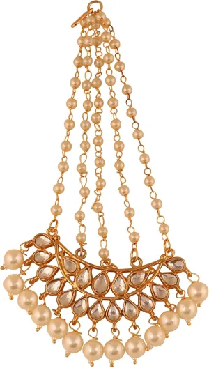 Touchstone Indian Bollywood Handcrafted Stylish Contemporary Designer Jewelry Wedding Bridal Head Accessory Jhoomer in Gold Tone for Women