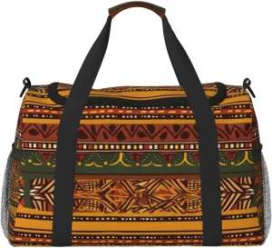 Travel Duffel Bag Lightweight Waterproof Carry On Tote Bag Foldable Weekender Overnight Bags African National Patterns Sport Gym Bag For Women Men