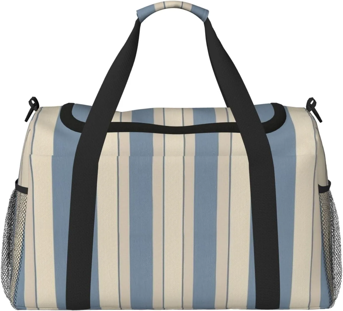 Travel Duffel Bag Lightweight Waterproof Carry On Tote Bag Foldable Weekender Overnight Bags Blue Beige Stripe Sport Gym Bag For Women Men