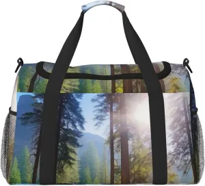 Travel Duffel Bag Lightweight Waterproof Carry On Tote Bag Foldable Weekender Overnight Bags National Parks Sunshine Trees Sport Gym Bag For Women Men