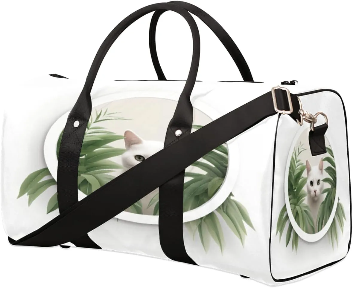 Travel Duffel Bag Window Cat Waterproof Sport Gym Bag Foldable Travel Bag Overnight Bag Weekender Bag Handbag Sports Duffle Bags for Women Men Boys Girls