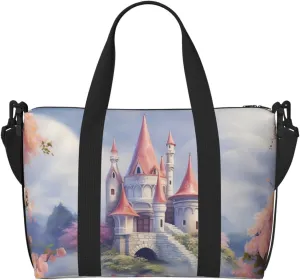 Travel Duffel Bags Personal Item Bag Carry On Luggage Bag Training Handbag Lightweight Waterproof Sports Gym Bag Flower and House Weekender Bag for Women Men, Black, One Size, Travel Duffle