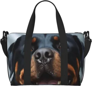 Travel Duffel Bags Personal Item Bag Carry On Luggage Bag Training Handbag Lightweight Waterproof Sports Gym Bag Rottweiler Dogs Tongue Head Weekender Bag for Women Men, Black, One Size, Travel Duffle