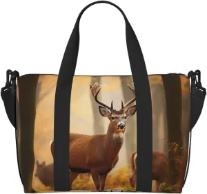 Travel Duffel Bags Personal Item Bag Carry on Luggage Bag Training Handbag Lightweight Waterproof Sports Gym Bag White Tail Deer Weekender Bag for Women Men